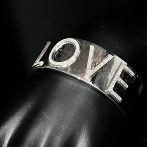 💎 2 CTW Diamond LOVE Cuff Bracelet | Solid 925 Silver Rhodium Finish